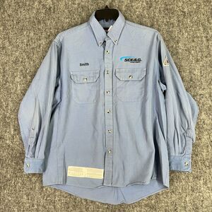 Bulwark Shirt‎ Mens Large Blue FR Flame Resistant Button-Up Protective Arc NFPA